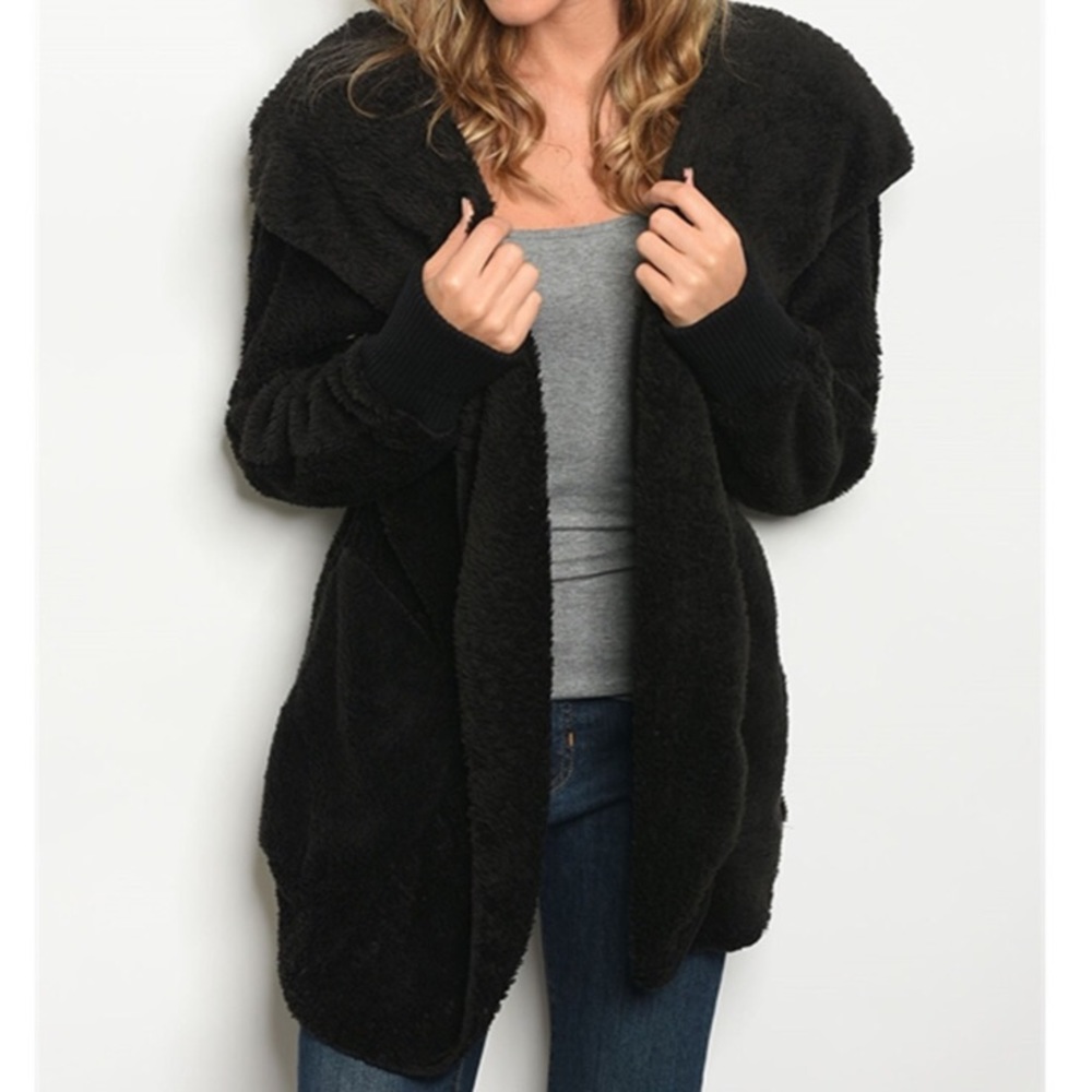 ⚡️✨NWT Trendy Black sherpa teddy bear coat jacket - Picture 3 of 8